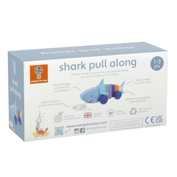 Handcrafted Shark Pull Along Toy for Toddlers 1+