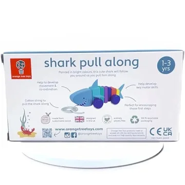Handcrafted Shark Pull Along Toy for Toddlers 1+