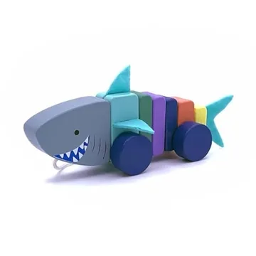 Handcrafted Shark Pull Along Toy for Toddlers 1+