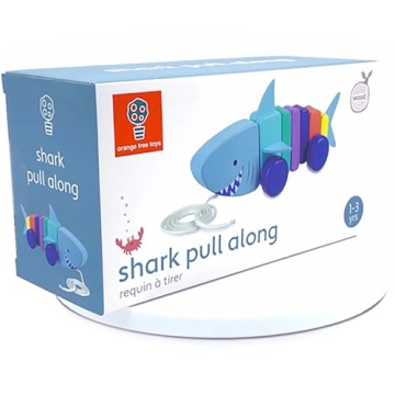 Handcrafted Shark Pull Along Toy for Toddlers 1+