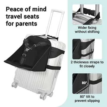Upgraded Kids Travel Seat, Ride on Suitcase for Kids, Carry On Luggage Seat for Toddler, Portable Foldable Luggage with Seat for Kids with Seat Belt, Made Travel Easier(Ages 1.2~3, Weigh 10~20 kg)