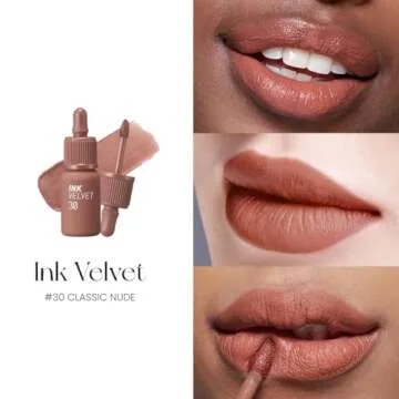 Peripera Ink the Velvet Lip Tint - High Pigment Color, Longwear, Weightless, Not Animal Tested, Gluten-Free, Paraben-Free (030 CLASSIC NUDE)