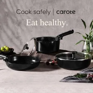 CAROTE Ceramic Cookware Set Non-Toxic 15PCS for Healthy Cooking