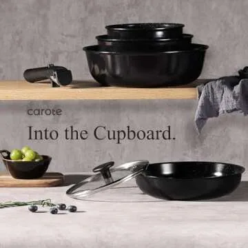 CAROTE Ceramic Cookware Set Non-Toxic 15PCS for Healthy Cooking