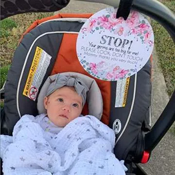 Three Little Tots Flower Stop No Touching Baby Sign  - Adorable Alert!