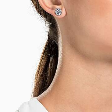 SWAROVSKI Una Angelic Stud Pierced Earrings, Rhodium Finish, Clear Crystal