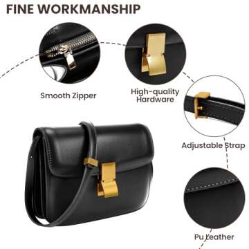 GETERUUV Small Crossbody Bag for Women Trendy Shoulder Bag PU Leather Square Crossbody Shoulder Purse Flap Satchel Handbag