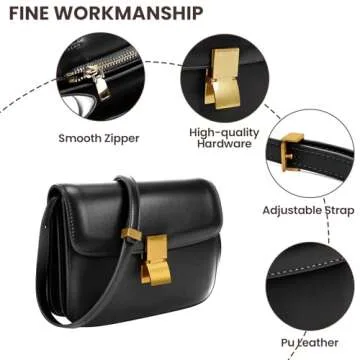 GETERUUV Small Crossbody Bag for Women Trendy Shoulder Bag PU Leather Square Crossbody Shoulder Purse Flap Satchel Handbag