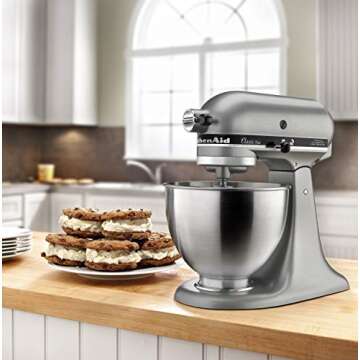 KitchenAid KSM75SL Classic Plus 4.5-Qt. Tilt-Head Stand Mixer, Silver