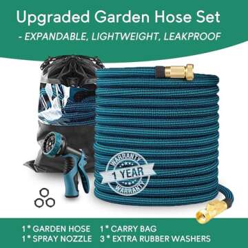 50 ft Expandable Garden Hose - 2025 New No Kink Retractable Water Hose 50ft with 10 Pattern Spray No...
