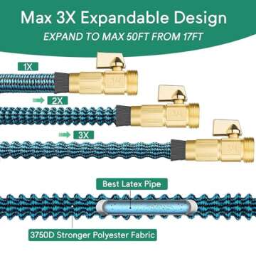 50 ft Expandable Garden Hose for Easy Gardening and Cleaning