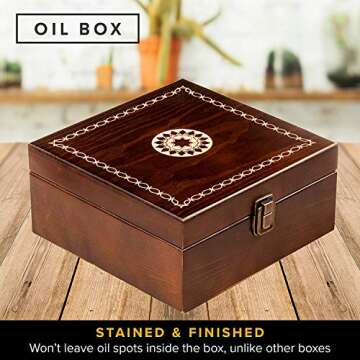 Beautiful Essential Oil Storage Organizer Box 36 Bottle - Holds 5-15ml &10ml Roller Bottles - Free Roller Bottle Opener & 192 EO Labels - Wooden Oil Case Holder