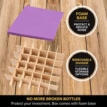 Beautiful Essential Oil Storage Organizer Box 36 Bottle - Holds 5-15ml &10ml Roller Bottles - Free Roller Bottle Opener & 192 EO Labels - Wooden Oil Case Holder