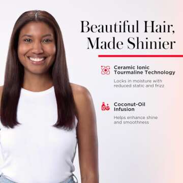 REVLON SmoothStay XL Straightening Brush - Hair Straightener Heated Hair Brush for Sleek, Long-Lasting Straight Hairstyles, Enhanced Shine and Moisture