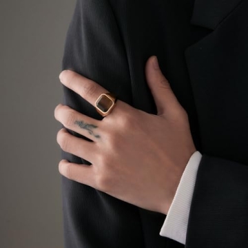 MYNENEY Gold/Silver Plated Square Signet Ring for Men