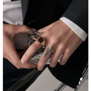 MYNENEY Gold/Silver Plated Square Signet Ring for Men