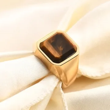 MYNENEY Gold/Silver Plated Square Signet Ring for Men