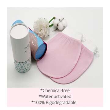 DEWYGLO Dewyglo Exfoliating Glove (Pink),Made with 100percent Viscose,a Biodegradable Fibre Exfoliating Body Glove is Reusable,Gentle and Suitable for Sensitive Skin