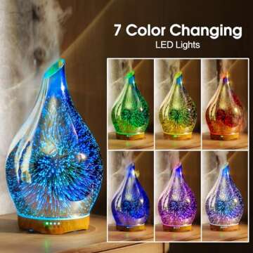 Porseme 280ml Essential Oil Diffuser 3D Hand-Blown Glass Aroma Diffusor, Aromatherapy Unltrasonic Co...