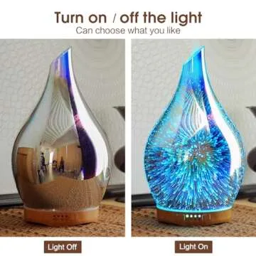 Porseme 280ml Essential Oil Diffuser 3D Hand-Blown Glass Aroma Diffusor, Aromatherapy Unltrasonic Cool Mist deffuser, 7 Color Changing Humidifier, Waterless Shut-Off, Timer Function for Home Office