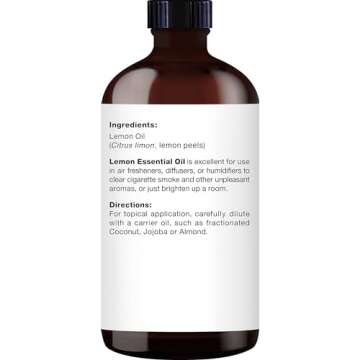 Majestic Pure Lemon Essential Oil with Glass Dropper | 100% Pure and Natural Lemon Oil | Premium Grade Essential Oils for Diffusers, Skin, Aromatherapy, Massage | 4 Fl Oz