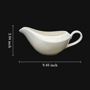 TripDock 1 Pack Porcelain Gravy Boat, 18 oz Easy Pour White Gravy Boat for Salad Dressings, Milk,Broth, Creamer Microwave & Dishwasher Safe