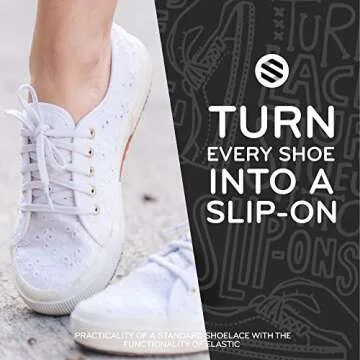 THE ORIGINAL STRETCHLACE - Flat Elastic Shoelaces, Stretch Shoe Laces for Adult Sneakers, Stylish Shoe Laces for Elderly, Kids, and People with Special Needs, White, 24in