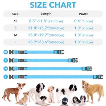 Illumifun LED Dog Collar, Adjustable Dog Light Up Collars, USB Rechargeable Safety Collar Light Glow in The Dark (Blue, Large)