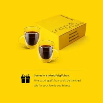 PunPun Coffee Cups Clear12.9OZ. 380ml Coffee Mugs, Clear Mugs Glass Cups,Double Wall Clear Glass Coffee Mugs with Big Handle,Perfect Glass Mugs for Hot Beverages, Latte, Cappuccinos Set of 2