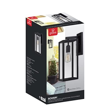 Stylish 1-Light Matte Black Wall Sconce by Globe Electric