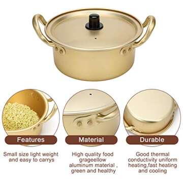 AHIER Ramen Pot, Korean Ramen Cooking Pot With Lid Spoon and Chopsticks (1pair), Korean Ramen Noodle...