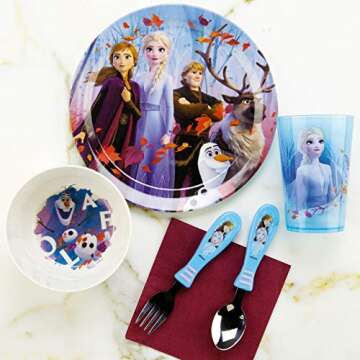 Zak Designs Disney Flatware Fun Character Art on Both Utensils Non Slip Fork and Spoon Perfect for Encouraging Picky Kids to Finish Their Plates (2 pk, BPA-Free), 2 sets, Frozen 2 Anna and Elsa