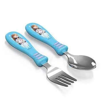 Zak Designs Disney Flatware Fun Character Art on Both Utensils Non Slip Fork and Spoon Perfect for Encouraging Picky Kids to Finish Their Plates (2 pk, BPA-Free), 2 sets, Frozen 2 Anna and Elsa