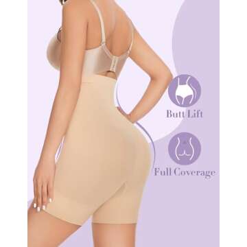 YADIFEN Tummy Control Shapewear Shorts Thigh Slimmer High Waisted Shapewear Women Girdles Shorts Women Shapewear Under Dress, X-Large, Nude-1 Pack