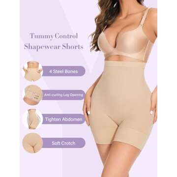 YADIFEN Tummy Control Shapewear Shorts Thigh Slimmer High Waisted Shapewear Women Girdles Shorts Women Shapewear Under Dress, X-Large, Nude-1 Pack