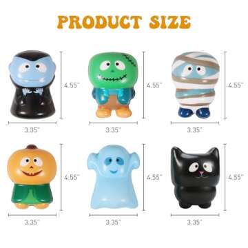 New 6 Packs-Halloween Squishies Toys Slow Rising Party Favors:Pumpkin,Zombie,Black Cat,Mummy,Vampire...