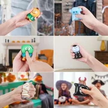 New 6 Packs-Halloween Squishies Toys Slow Rising Party Favors:Pumpkin,Zombie,Black Cat,Mummy,Vampire,Ghost Halloween Treat Bag Classroom Prizes,Stress Relief Sensory Toys for Kids Toddlers Gift