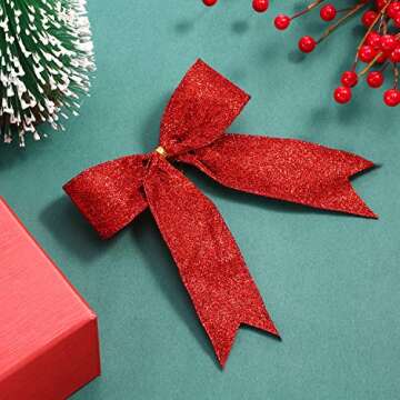 WILLBOND Christmas Bows red for Wreaths, 2 Pack 8.6" x 10.2" Large Bow and 22 Pack 5.1'' x 4.5'', Christmas Tree Garland Holiday Decorations for Xmas Crafts Indoor Outdoor Supplies