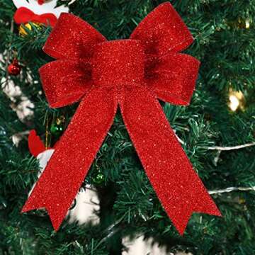 WILLBOND Christmas Bows red for Wreaths, 2 Pack 8.6" x 10.2" Large Bow and 22 Pack 5.1'' x 4.5'', Christmas Tree Garland Holiday Decorations for Xmas Crafts Indoor Outdoor Supplies
