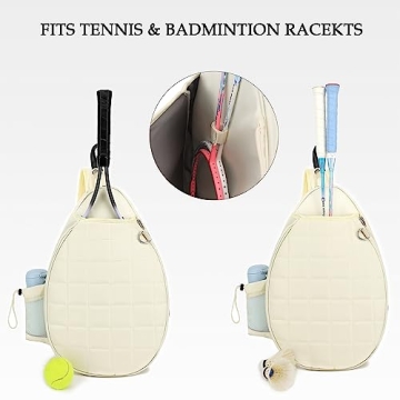 Rejolly Quilted Tennis Racket Sling Bag Water Resistant