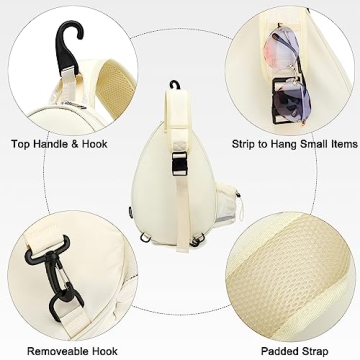 Rejolly Quilted Tennis Racket Sling Bag Water Resistant