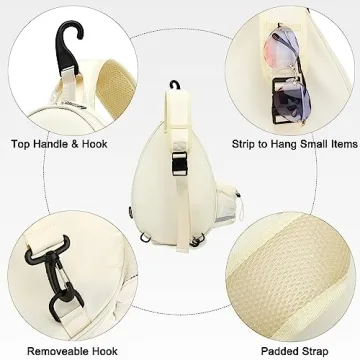 Rejolly Quilted Tennis Racket Sling Bag Water Resistant