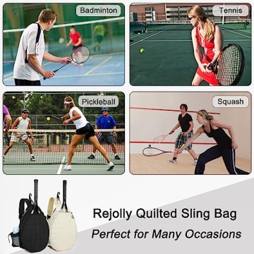 Rejolly Quilted Tennis Racket Sling Bag Water Resistant