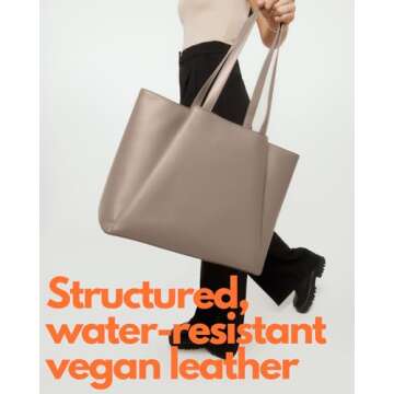 Work Tote Bags for Women 15.6 Inch - Laptop Tote Bag with Zip Compartments - Large PU Leather Office...