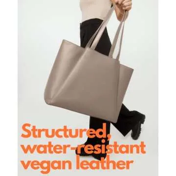 Work Tote Bags for Women 15.6 Inch - Laptop Tote Bag with Zip Compartments - Large PU Leather Office...