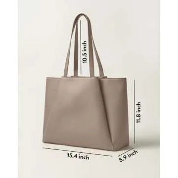 Work Tote Bags for Women 15.6 Inch - Laptop Tote Bag with Zip Compartments - Large PU Leather Office Purse Computer Briefcase