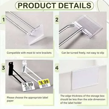 Tatuo 200 Pcs Plastic Wire Shelf Label Holders Clear Reusable Price Tags Display Shelf for Pantry Retail Merchandise Supermarket Bins Clip on Price Labels Signs for Card Shop Market Basket