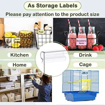 Tatuo 200 Pcs Plastic Wire Shelf Label Holders Clear Reusable Price Tags Display Shelf for Pantry Retail Merchandise Supermarket Bins Clip on Price Labels Signs for Card Shop Market Basket