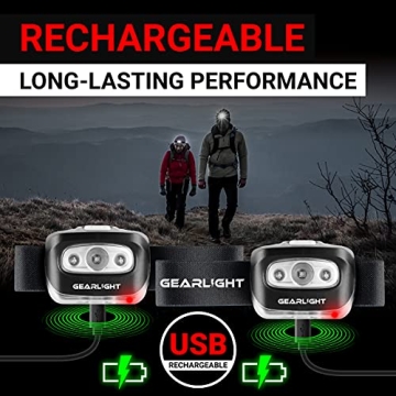 GearLight S500 USB Rechargeable Headlamps for Outdoor Use