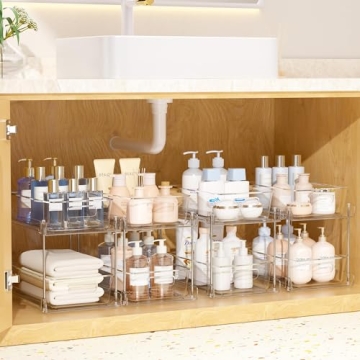 2 Tier Bathroom Storage Organizer - Vtopmart Clear Bins Set